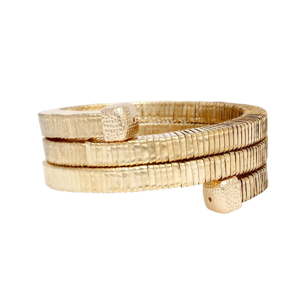 Bangle Gold Coiled Tubogas Style Spring Bracelet