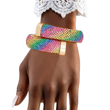 Load image into Gallery viewer, Cuff Gold Multi Rhinestone Crusted Wrap Bracelet

