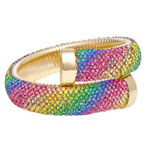 Load image into Gallery viewer, Cuff Gold Multi Rhinestone Crusted Wrap Bracelet
