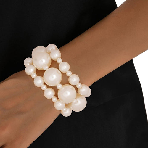 3 Pcs Cream Pearl Classic Coordinated Bracelet Set