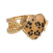 Load image into Gallery viewer, Cuff Leopard Heart Gold Hinge Bracelet
