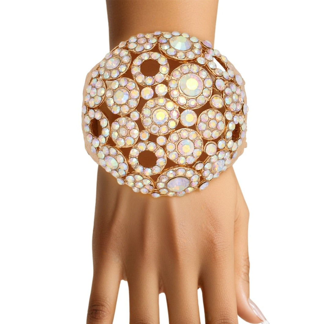Cuff Domed Aurbo Round Rhinestone Chunky Bracelet
