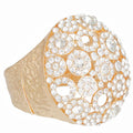Cuff Domed Gold Round Rhinestone Chunky Bracelet