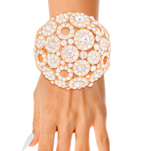 Load image into Gallery viewer, Cuff Domed Gold Round Rhinestone Chunky Bracelet

