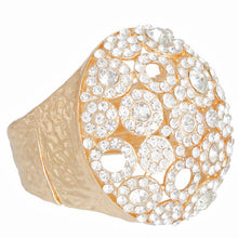 Load image into Gallery viewer, Cuff Domed Gold Round Rhinestone Chunky Bracelet
