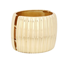 Load image into Gallery viewer, Cuff Gold Sculptural Ribbed Wide Hinge Bracelet
