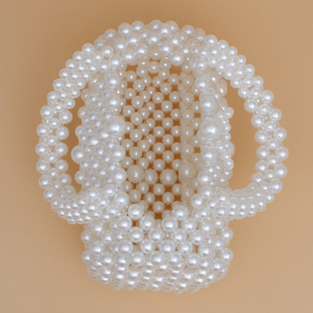 Barrel Bag Luminous Cream Pearl Woven Handbag