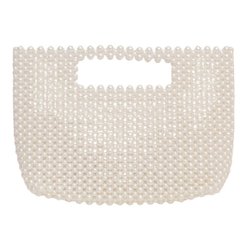 Clutch Vintage Cream Pearl Cut Out Handle Bag