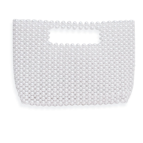 Clutch Vintage White Pearl Cut Out Handle Bag