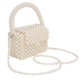 Top Handle Retro Luxe Cream Pearl Flap Handbag