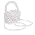 Top Handle Retro Luxe White Pearl Flap Handbag