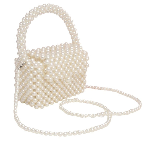 Top Handle Retro Luxe Cream Pearl Flap Handbag