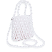 Load image into Gallery viewer, Top Handle Vintage Woven White Pearl Crossbody Bag
