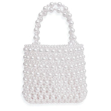 Load image into Gallery viewer, Top Handle Vintage Woven White Pearl Crossbody Bag
