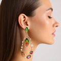Teardrop Green Mix Marquise Crystal Dangle Earrings