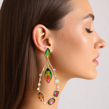 Load image into Gallery viewer, Teardrop Green Mix Marquise Crystal Dangle Earrings
