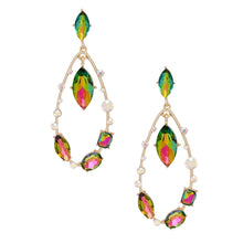Load image into Gallery viewer, Teardrop Green Mix Marquise Crystal Dangle Earrings
