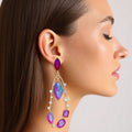 Teardrop Purple Marquise Crystal Dangle Earrings