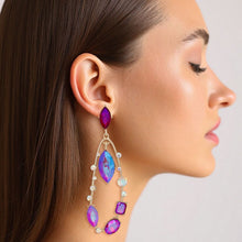 Load image into Gallery viewer, Teardrop Purple Marquise Crystal Dangle Earrings
