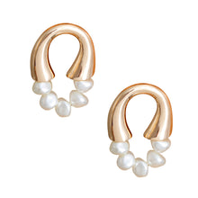 Load image into Gallery viewer, Gold Arch Pearl Studs

