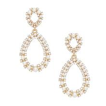 Load image into Gallery viewer, Teardrop Cream Pearl Glittering Gold Drop Earrings
