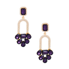 Load image into Gallery viewer, Dark Purple Arched Crystal Earrings

