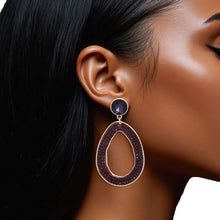 Load image into Gallery viewer, Drop Purple Passion Rhinestone Gold Earrings
