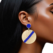 Load image into Gallery viewer, Drop Gold Party Ready Blue Rhinestone Earrings
