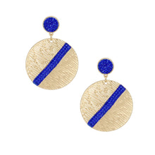 Load image into Gallery viewer, Drop Gold Party Ready Blue Rhinestone Earrings
