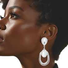 Load image into Gallery viewer, Teardrop Silver Crystal Coiled Wire Earrings Women
