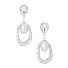 Load image into Gallery viewer, Teardrop Silver Crystal Coiled Wire Earrings Women

