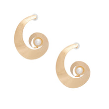 Load image into Gallery viewer, Studs Handmade Gold Spiral Pearl Earrings Women
