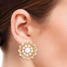 Load image into Gallery viewer, Clip On Runway Worthy Gold Pearl Round Earrings
