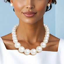 Load image into Gallery viewer, Cream Pearl Single Strand Chunky Necklace Women
