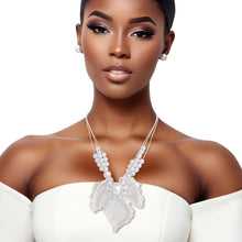 Load image into Gallery viewer, Necklace Silver Chain Pearl Leaf Pendant Set Women
