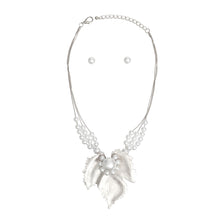 Load image into Gallery viewer, Necklace Silver Chain Pearl Leaf Pendant Set Women
