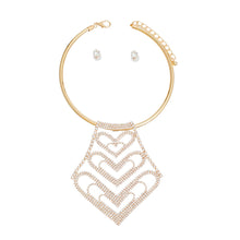Load image into Gallery viewer, Choker Gold Rigid Rhinestone Heart Set for Women
