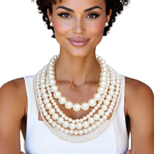 Load image into Gallery viewer, Pearl Cream 5 Strand Chunky Layered Necklace
