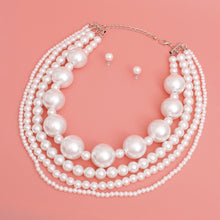 Load image into Gallery viewer, Pearl Necklace White Jumbo 4 Strand Set for Women
