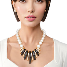 Load image into Gallery viewer, Collar Bold Grace Black and Gold Pearl Necklace
