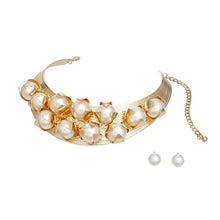 Load image into Gallery viewer, Choker Gold Rigid Pearl Armor Collar Set Women
