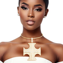Load image into Gallery viewer, Pendant Gold Pearl Cross Pattee Necklace for Women
