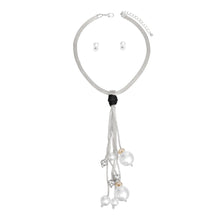 Load image into Gallery viewer, Tassel Long White Pearl Rhinestone Silver Necklace
