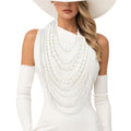 Pearl 8 Strand Cream Multi Layer Long Necklace