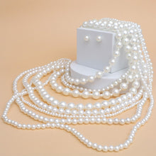 Load image into Gallery viewer, Pearl 8 Strand Cream Multi Layer Long Necklace

