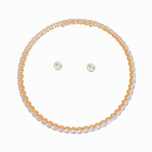 Load image into Gallery viewer, Memory Wire Choker Gold Rhinestone Wrap Necklace
