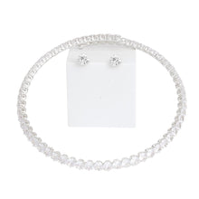 Load image into Gallery viewer, Memory Wire Choker Silver Rhinestone Wrap Necklace
