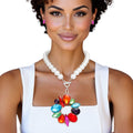Toggle Pearl Multicolor Crystal Pendant Necklace