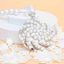 Load image into Gallery viewer, Toggle Silver Swirled Circle Chunky Pearl Necklace

