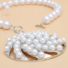 Load image into Gallery viewer, Toggle Silver Swirled Circle Chunky Pearl Necklace
